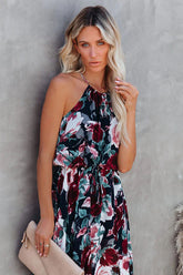 Have Some Fun Floral Print Halter-Neck Maxi Dress